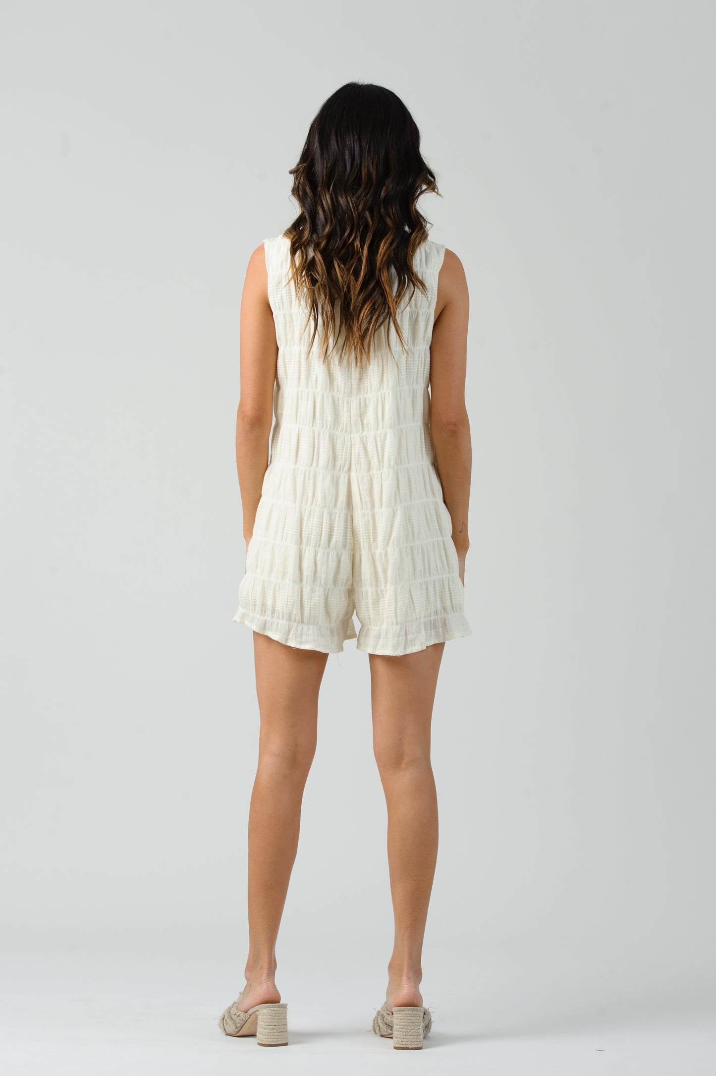 SIRELI BUTTON DOWN ROMPER-IVORY