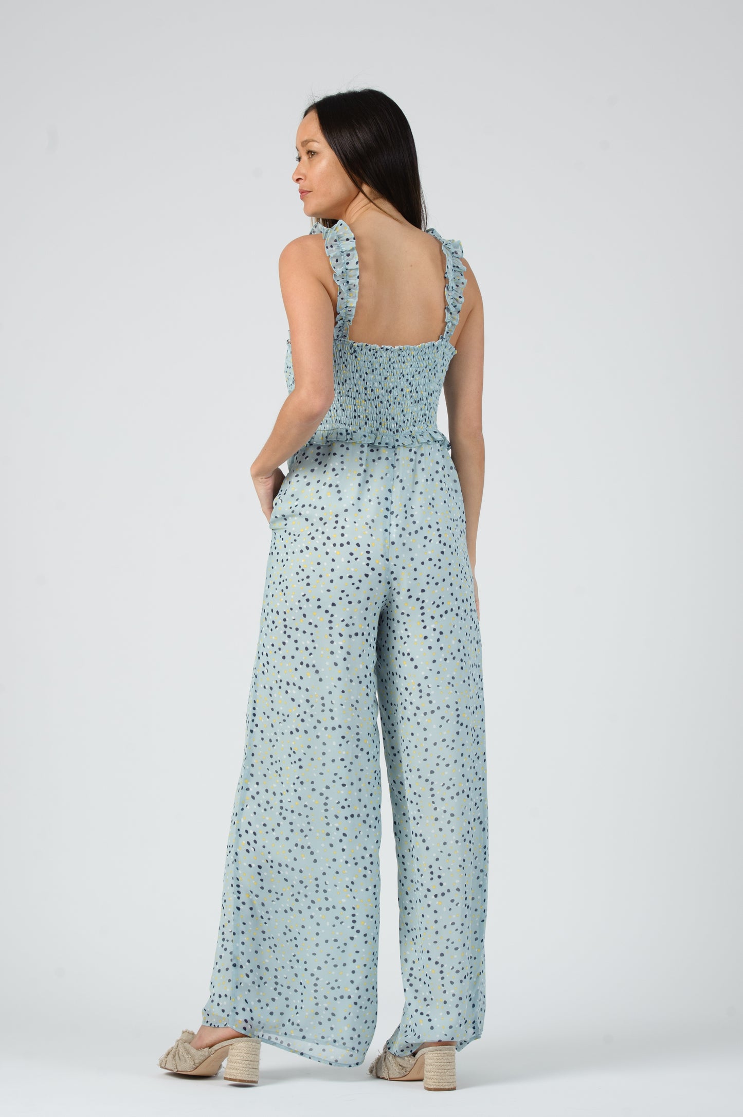 SMOCKED JUMPSUIT-SAPPHIRE SPOTS