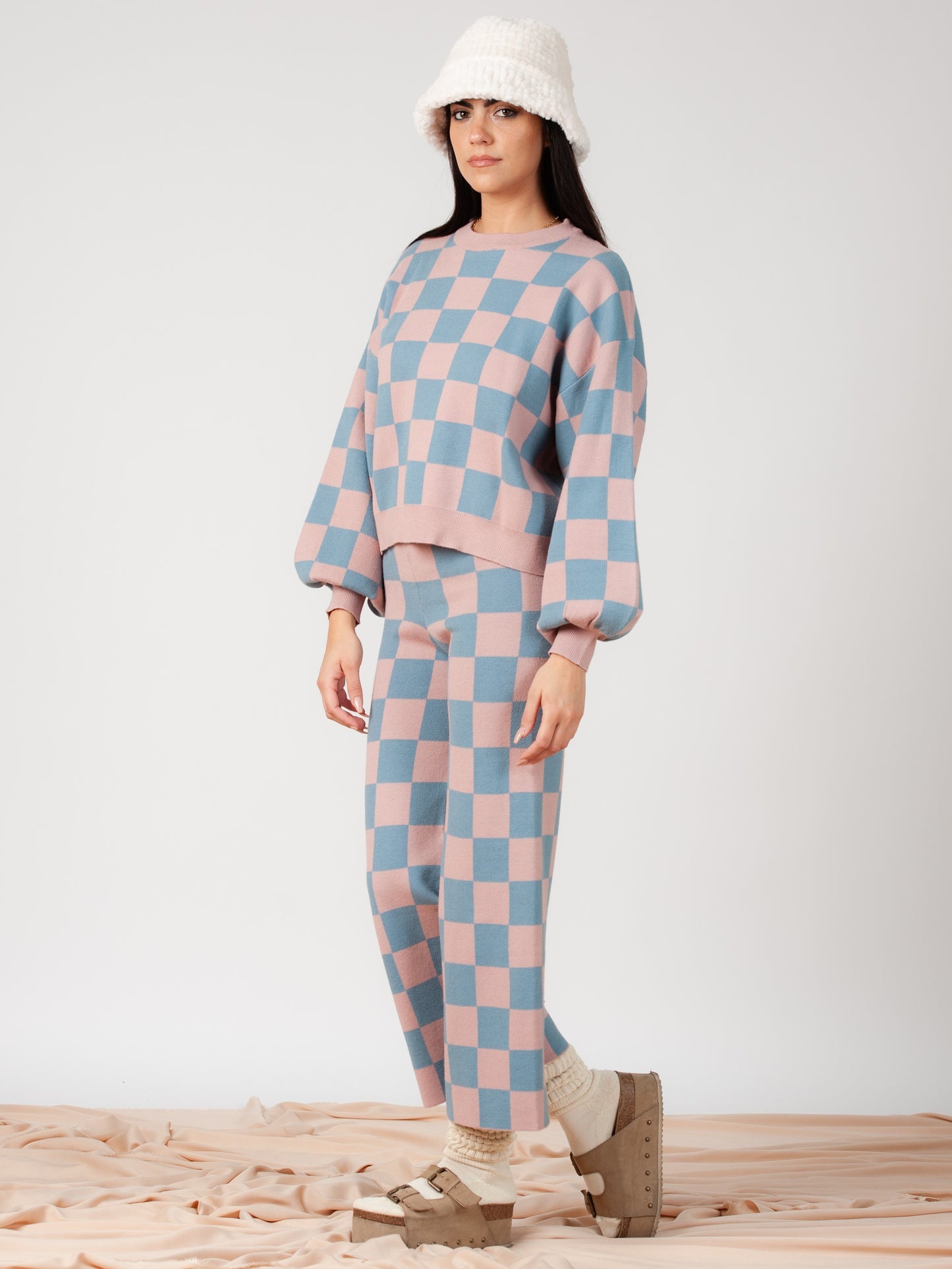 CHECKERD SWEATER SET