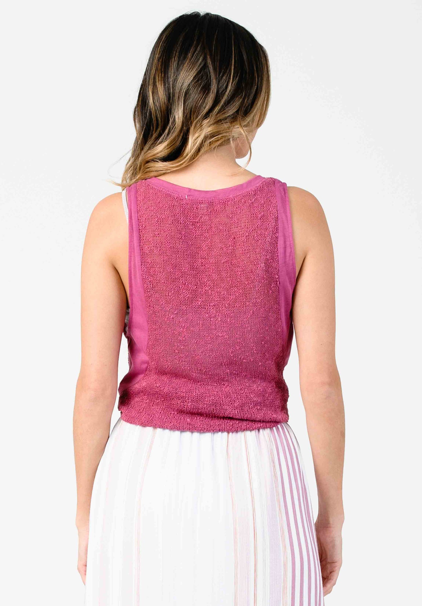 FREESIA SLUB KNIT TANK-RASPBERRY