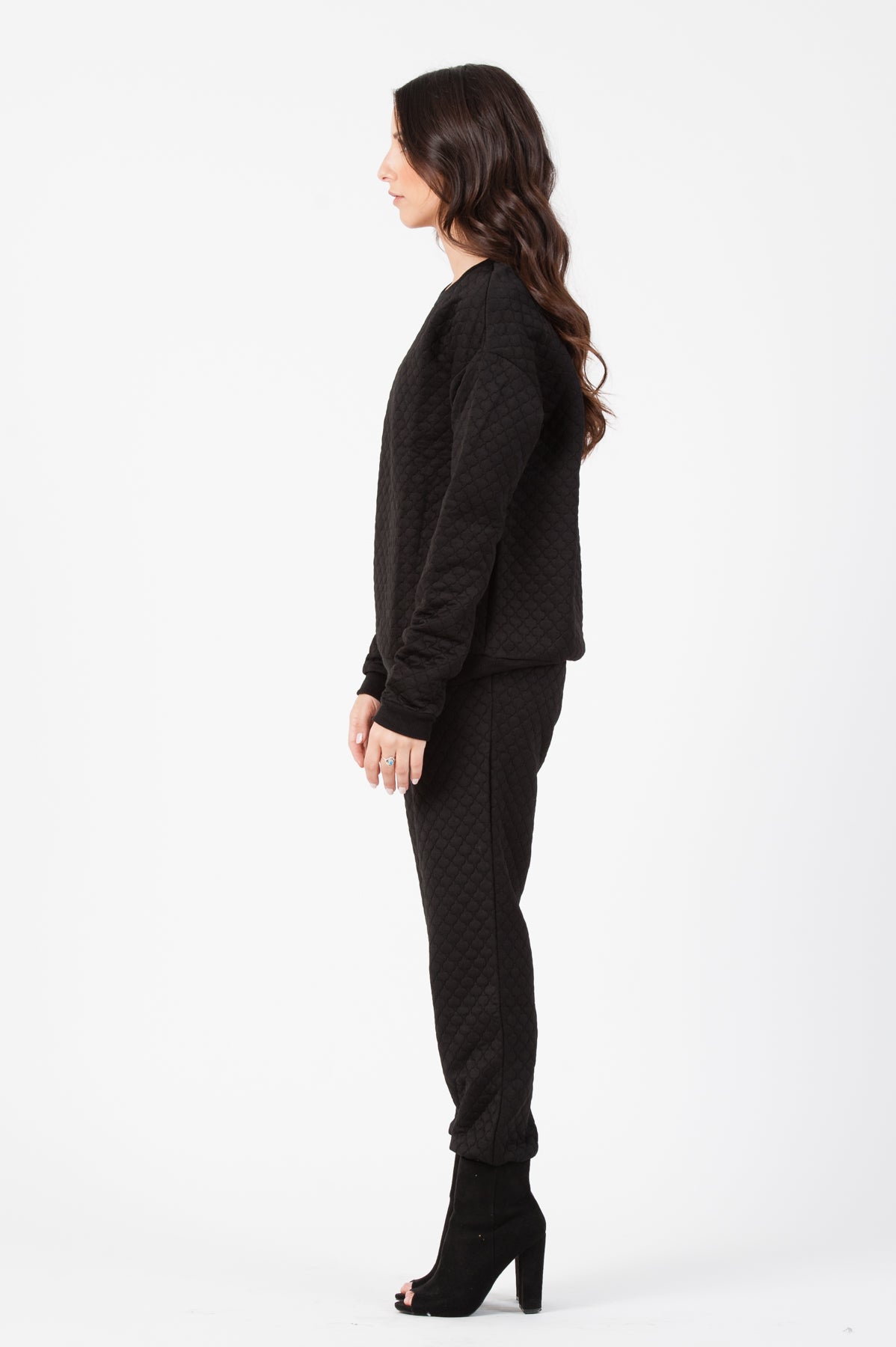 QUILTED JOGGER PANT-BLACK