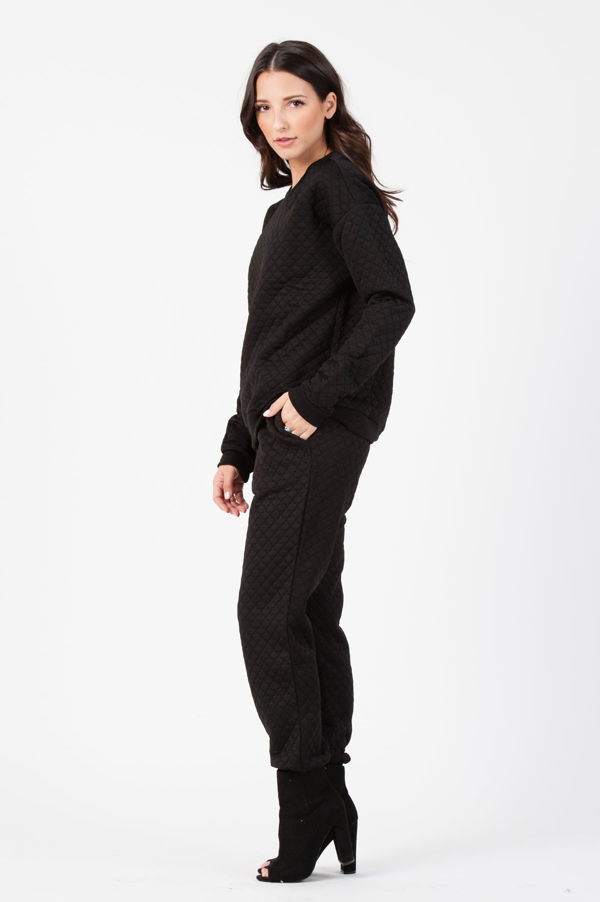 QUILTED JOGGER PANT-BLACK