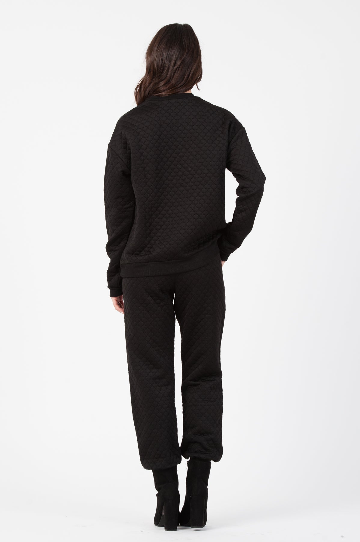 QUILTED JOGGER PANT-BLACK