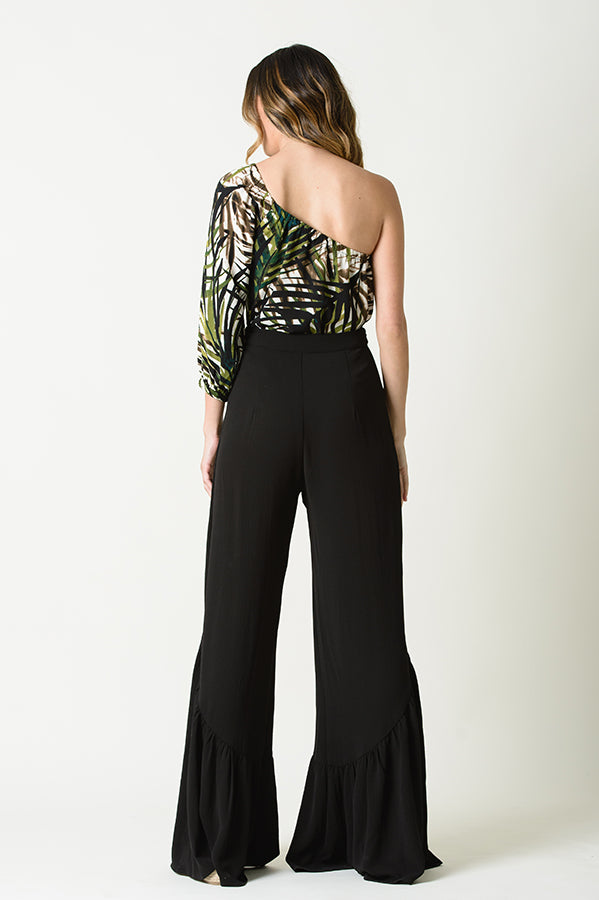 GABRIELLE ONE SHOULDER TOP-PALM PRINT