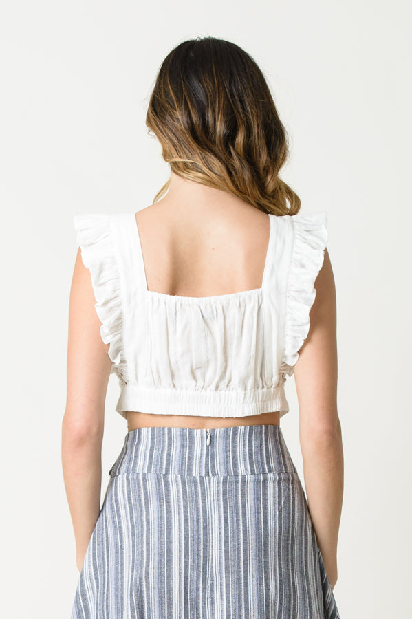 KAITLYN APRON CROP TOP-WHITE GAUZE