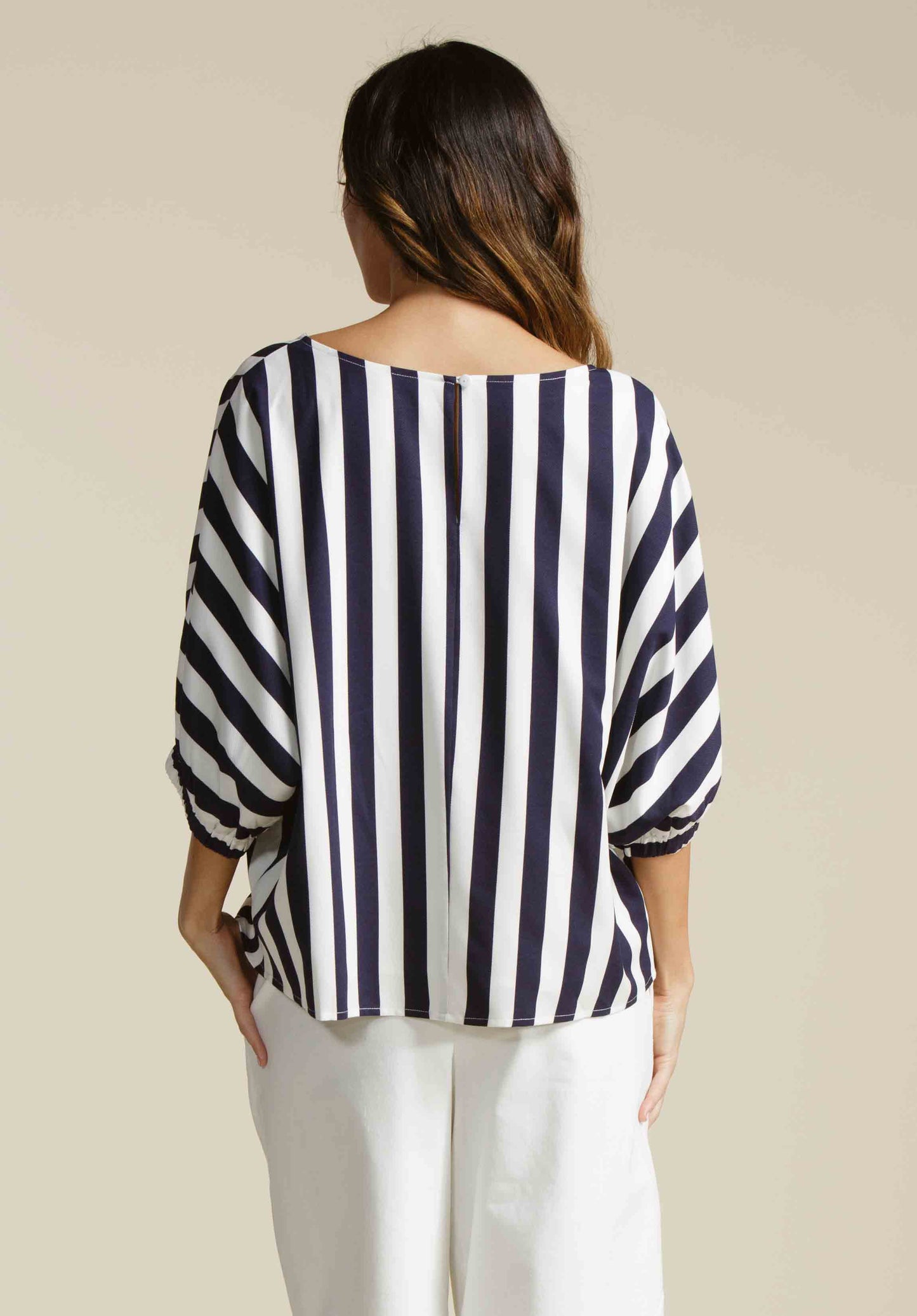 RIVER DOLMAN TOP-NAVY STRIPE