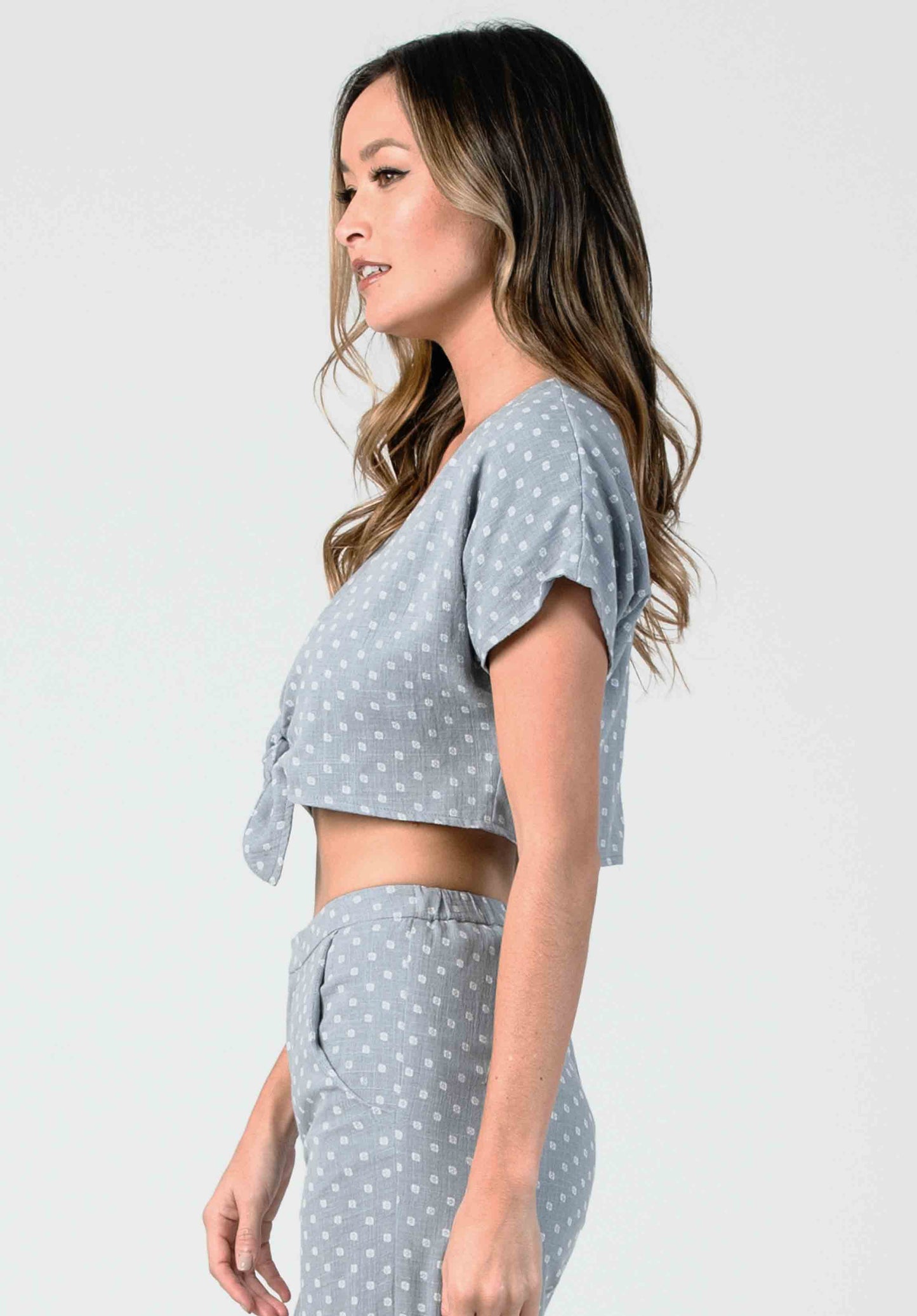 JUNE TIE FRONT CROP TOP-MINERAL BRUSH