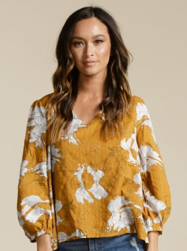 SIERRA BLOUSE-SUNSET HIBISCUS
