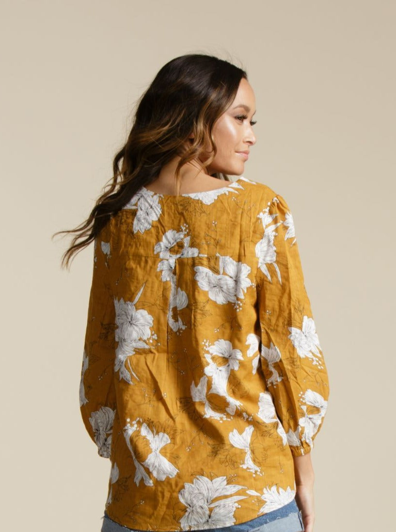 SIERRA BLOUSE-SUNSET HIBISCUS