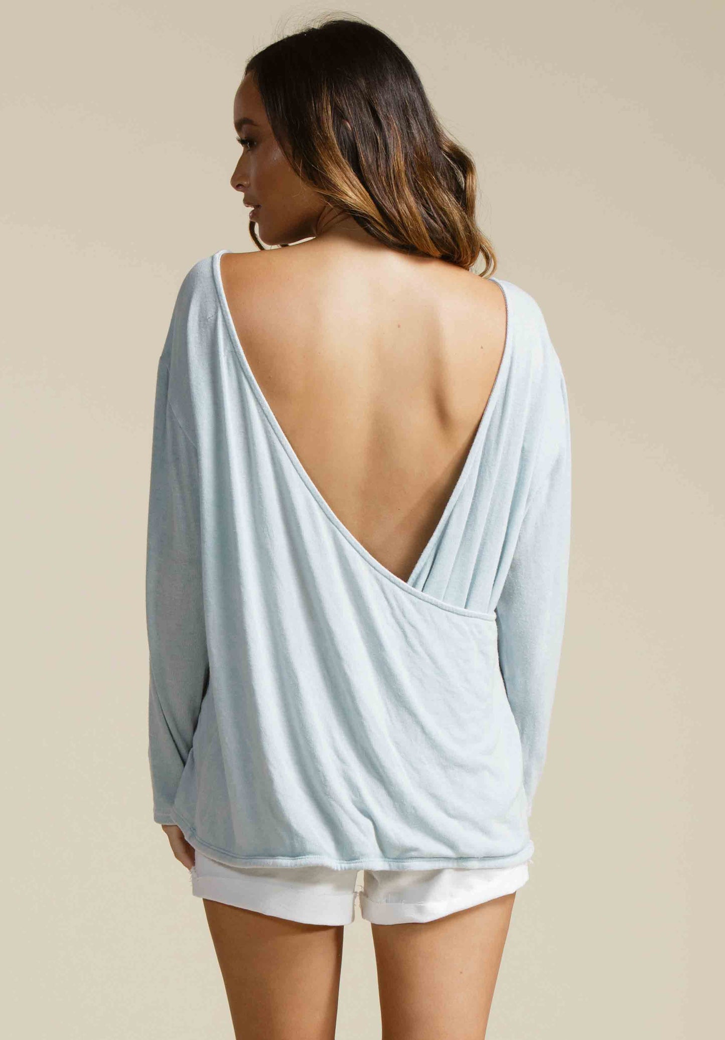 CATHERINE OPEN BACK KNIT TOP-SKY BLUE