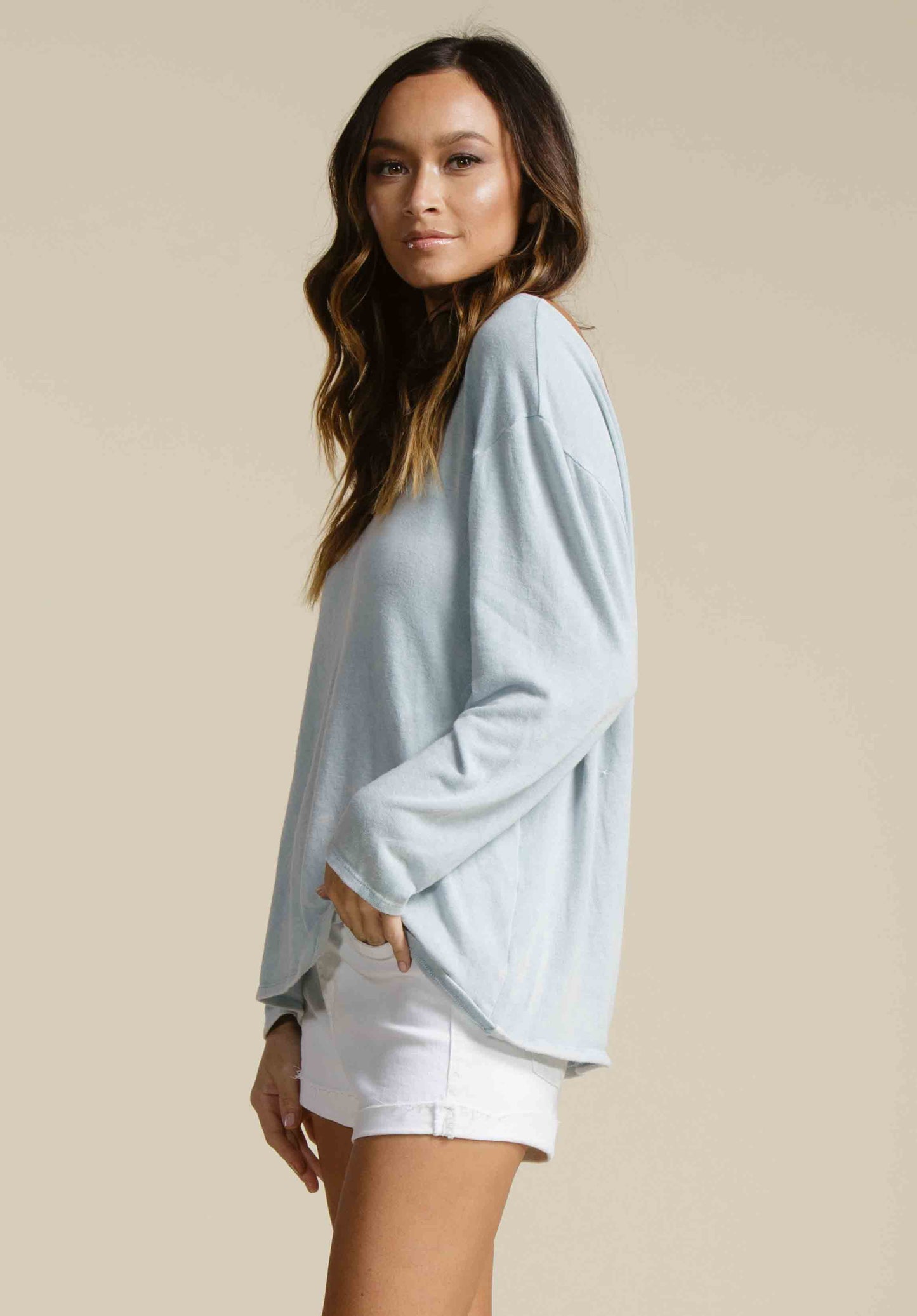 CATHERINE OPEN BACK KNIT TOP-SKY BLUE
