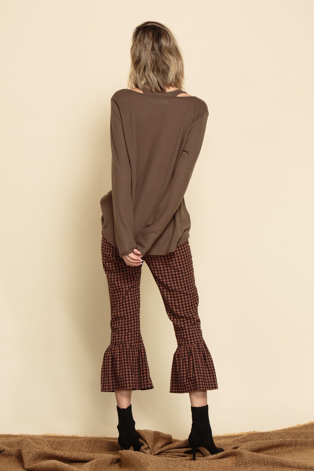 VALENTINA LONG SLEEVE HACCI TOP-OLIVE