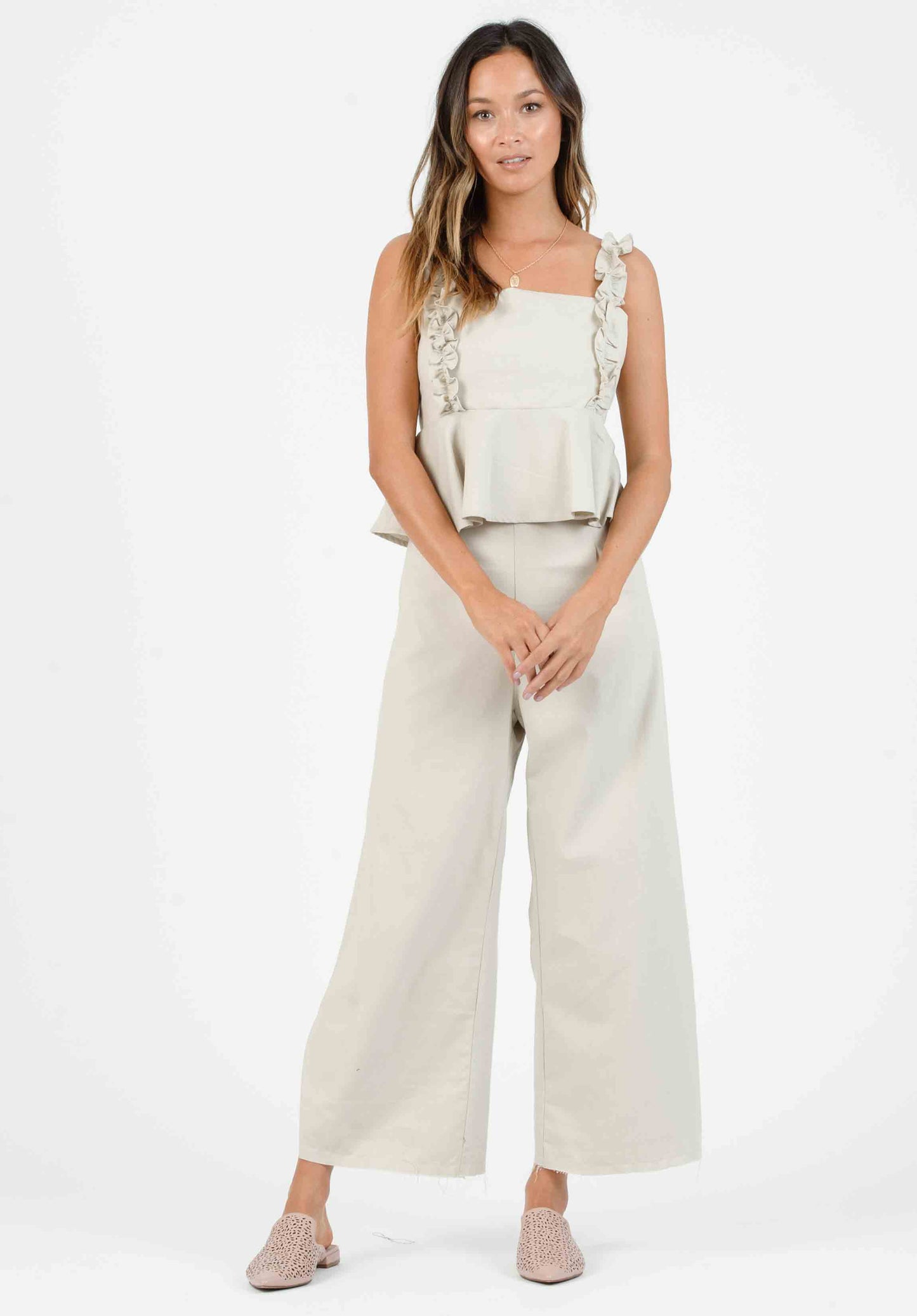 MELISSA FRINGE CULOTTES-STONE