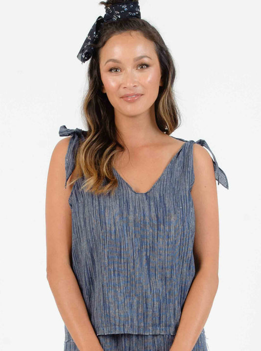 SUNBEAM TIE STRAP TANK-TAHOE BLUE