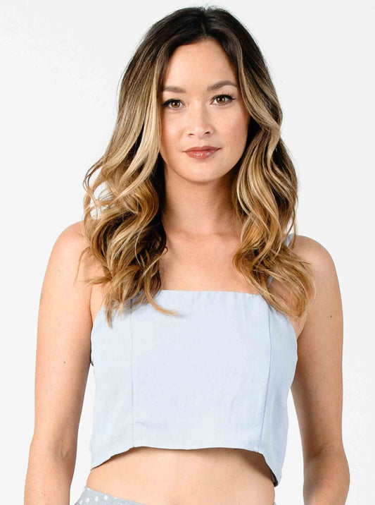 PETAL STRUCTURED CAMI CROP-SEA MIST