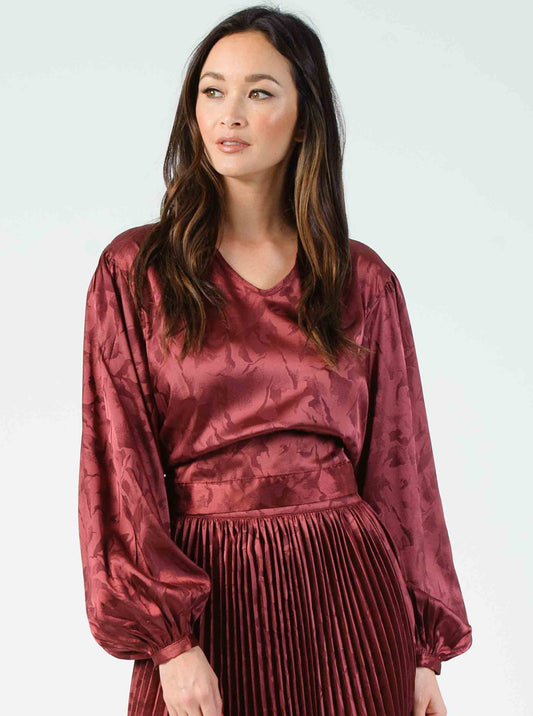 SANDY BACK TIE BLOUSE-MAROON