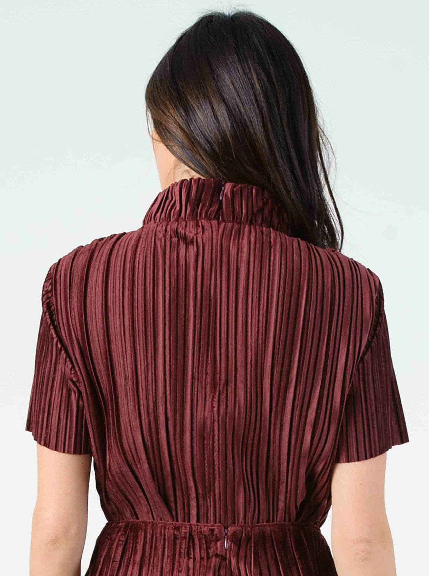 MARTY MOCK NECK TOP-BURGUNDY VELVET