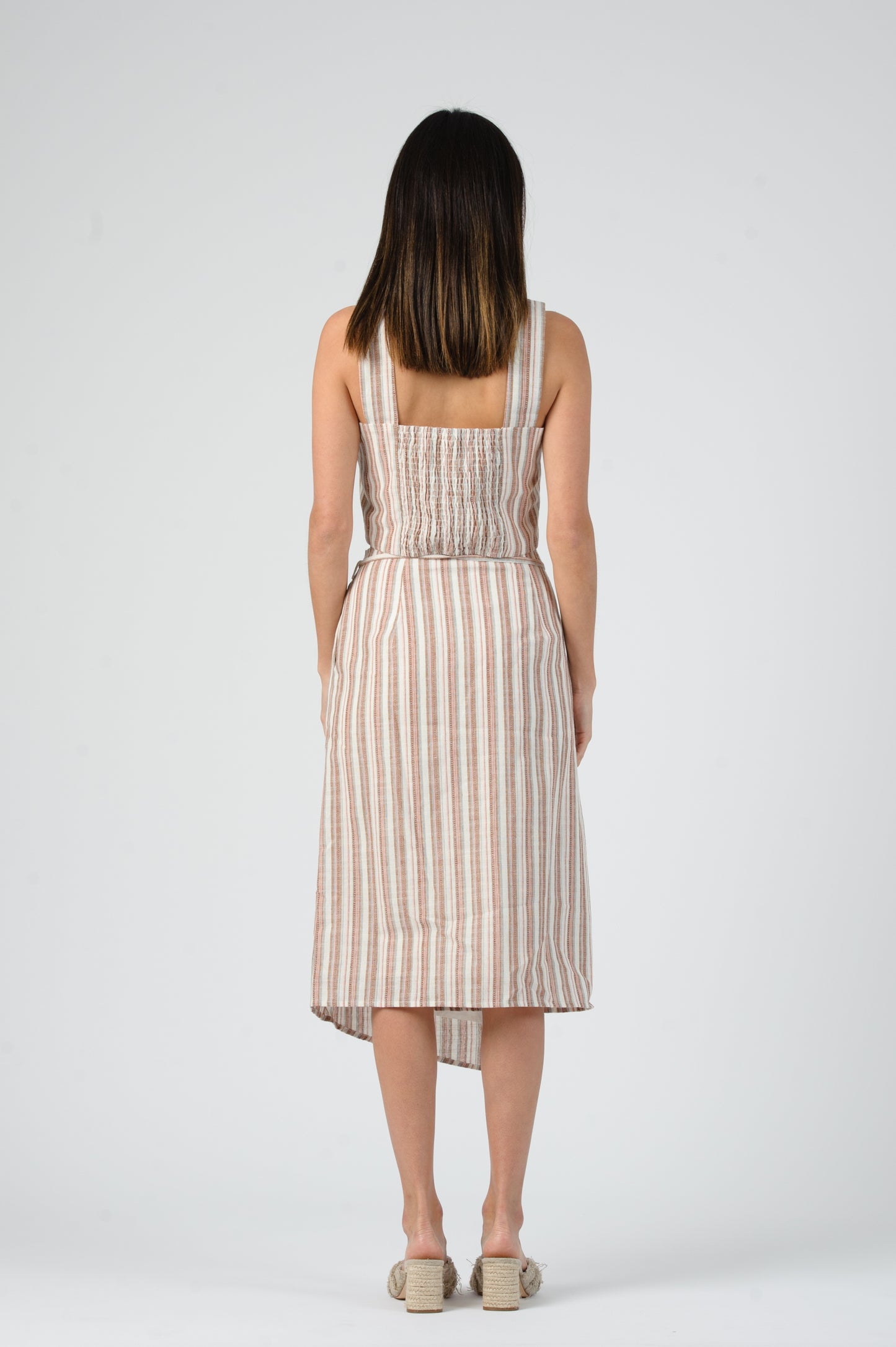 MAZO SQUARE NECK CROP TOP-MOCHA STRIPE