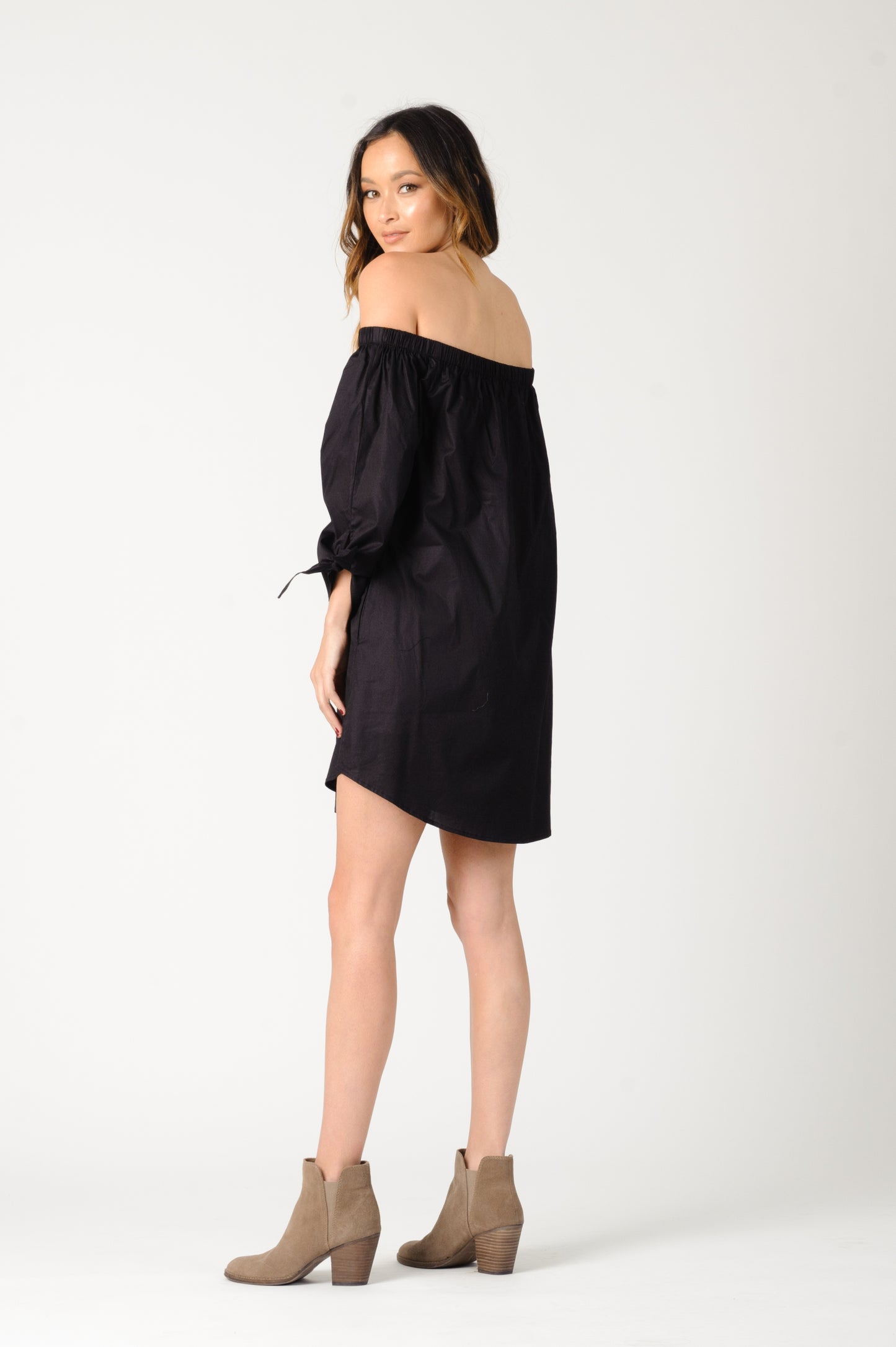 ELIANA OFF SHOULDER DRESS-BLACK