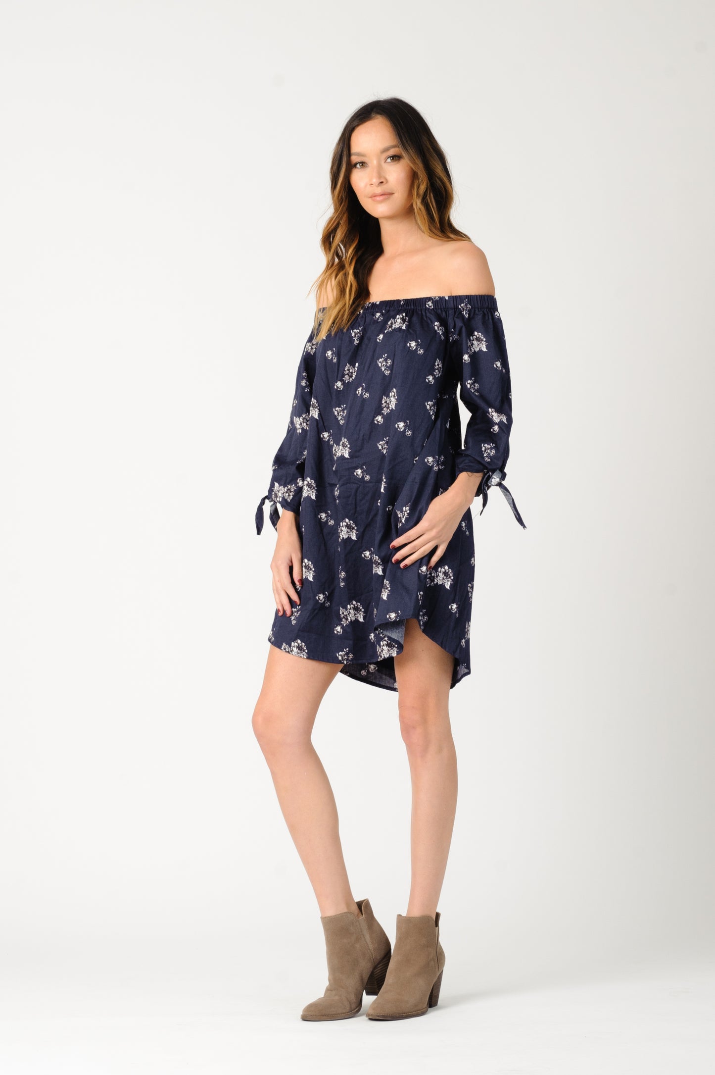ELIANA OFF SHOULDER DRESS-NAVY FLORAL