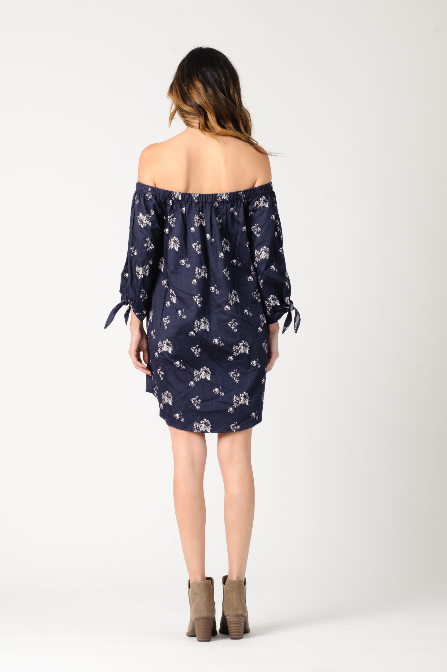 ELIANA OFF SHOULDER DRESS-NAVY FLORAL