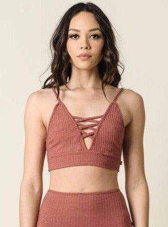 SWEET RIBBED BRALETTE-MARSALA