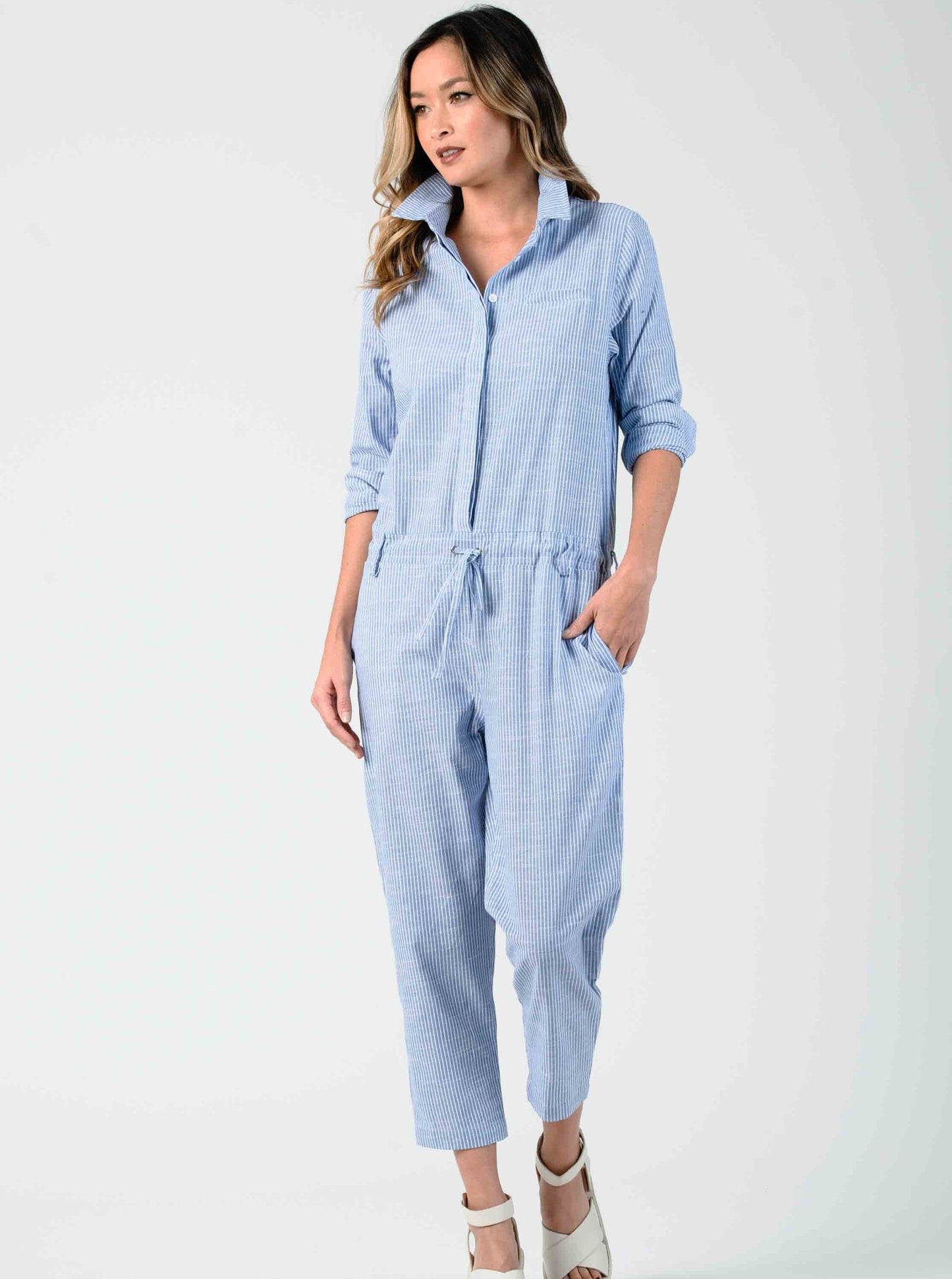 ZINNEA BOILER JUMPSUIT-BLUE STRIPE