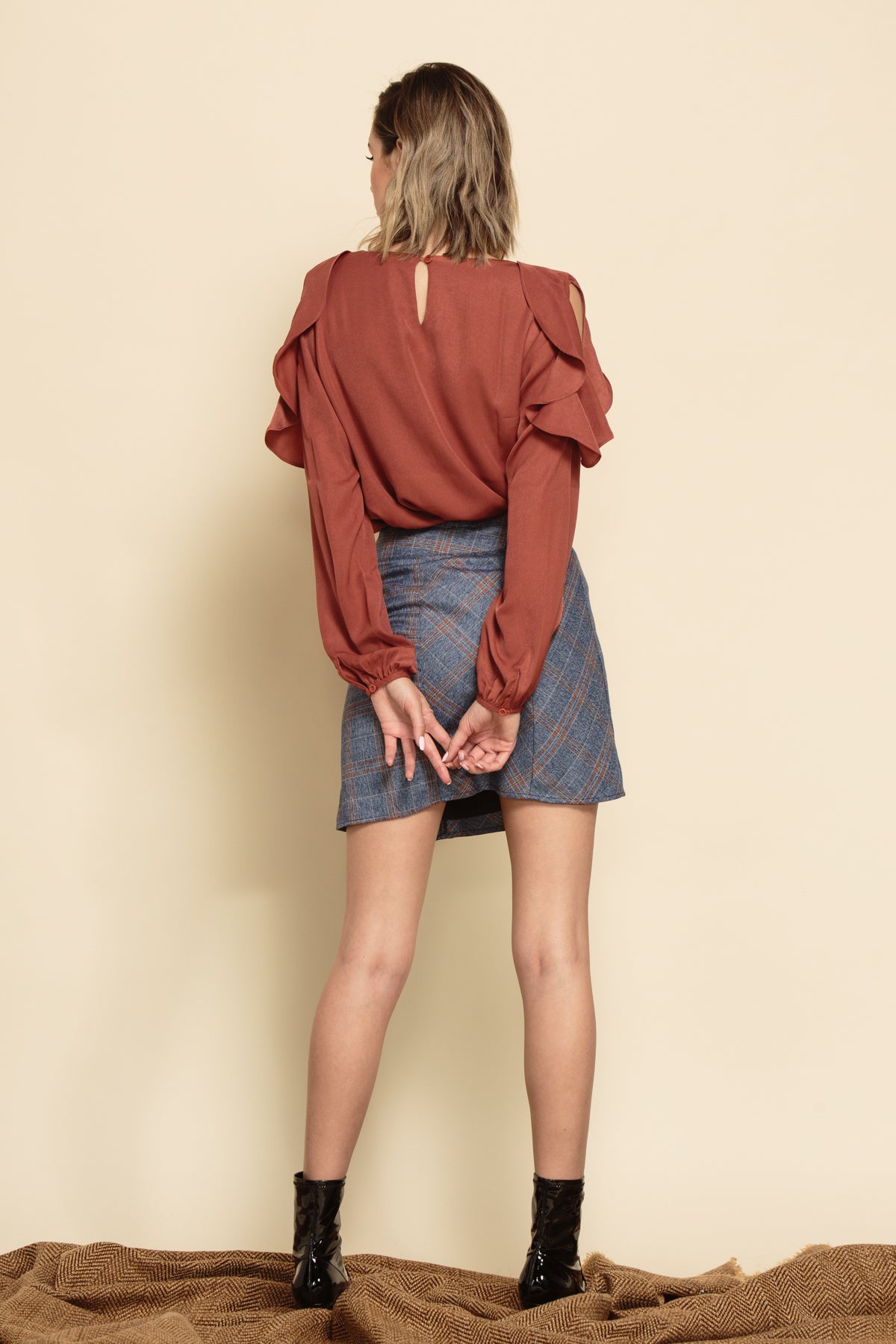 HARLEY A-LINE MINI SKIRT-DENIM PLAID