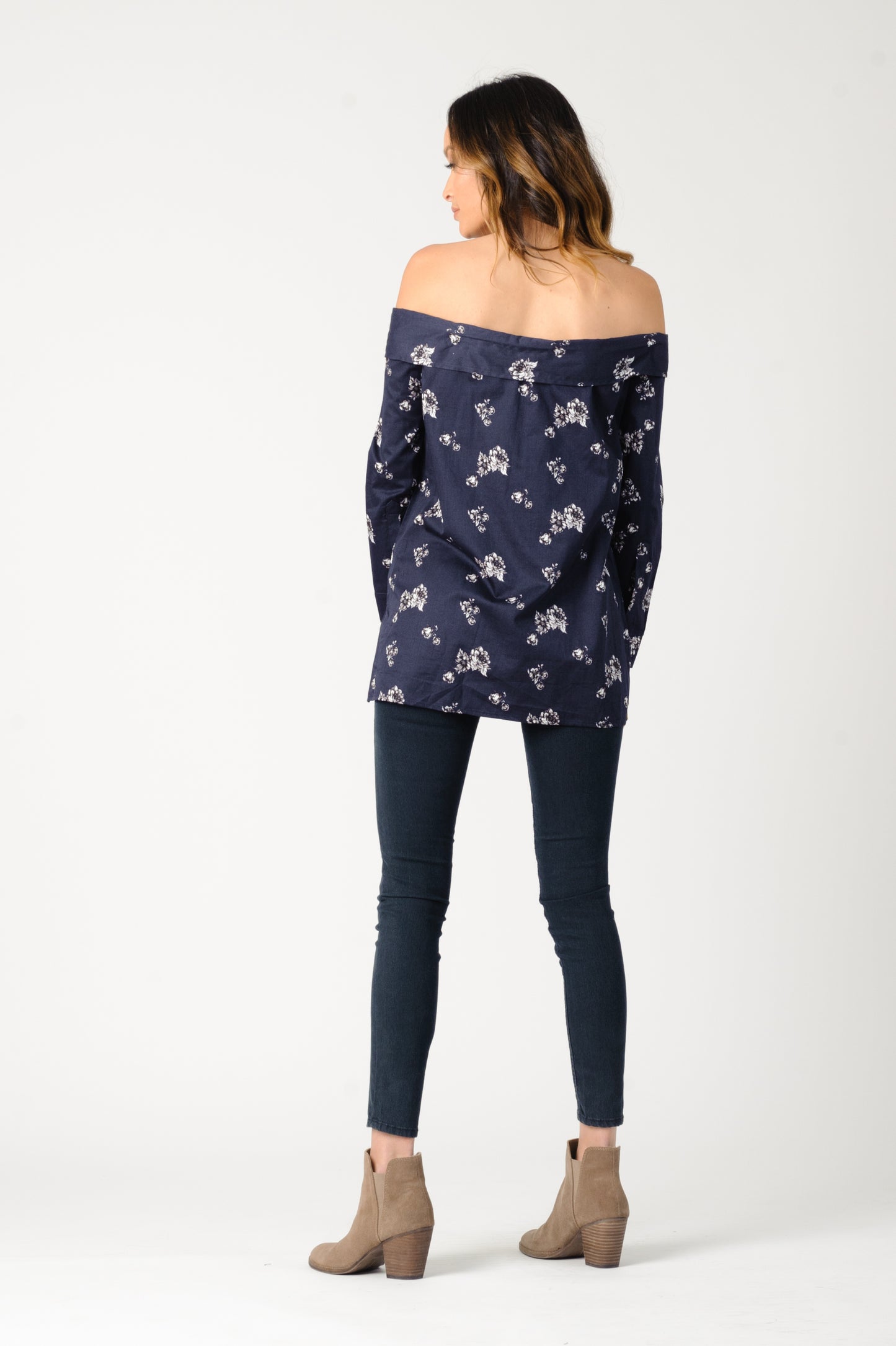CHARLOTTE OFF SHOULDER TOP-NAVY FLORAL