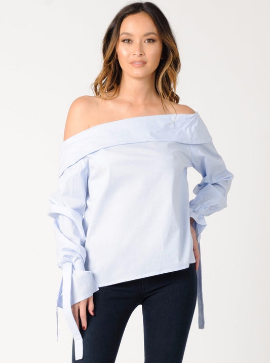 GRACE OFF SHOULDER TOP-LIGHT BLUE