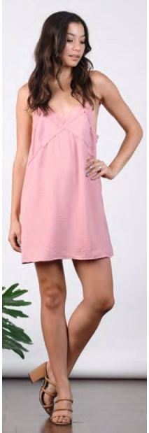 WASHED SATIN DRESS W/ CONTRAST MESH