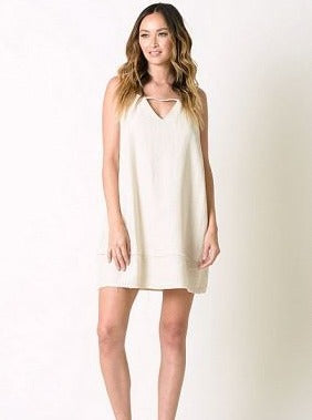 RAELYNN RACER BACK DRESS-ECRU