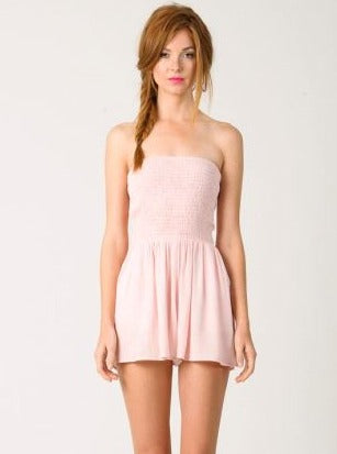 STRAPLESS RETRO ROMPER-PINK
