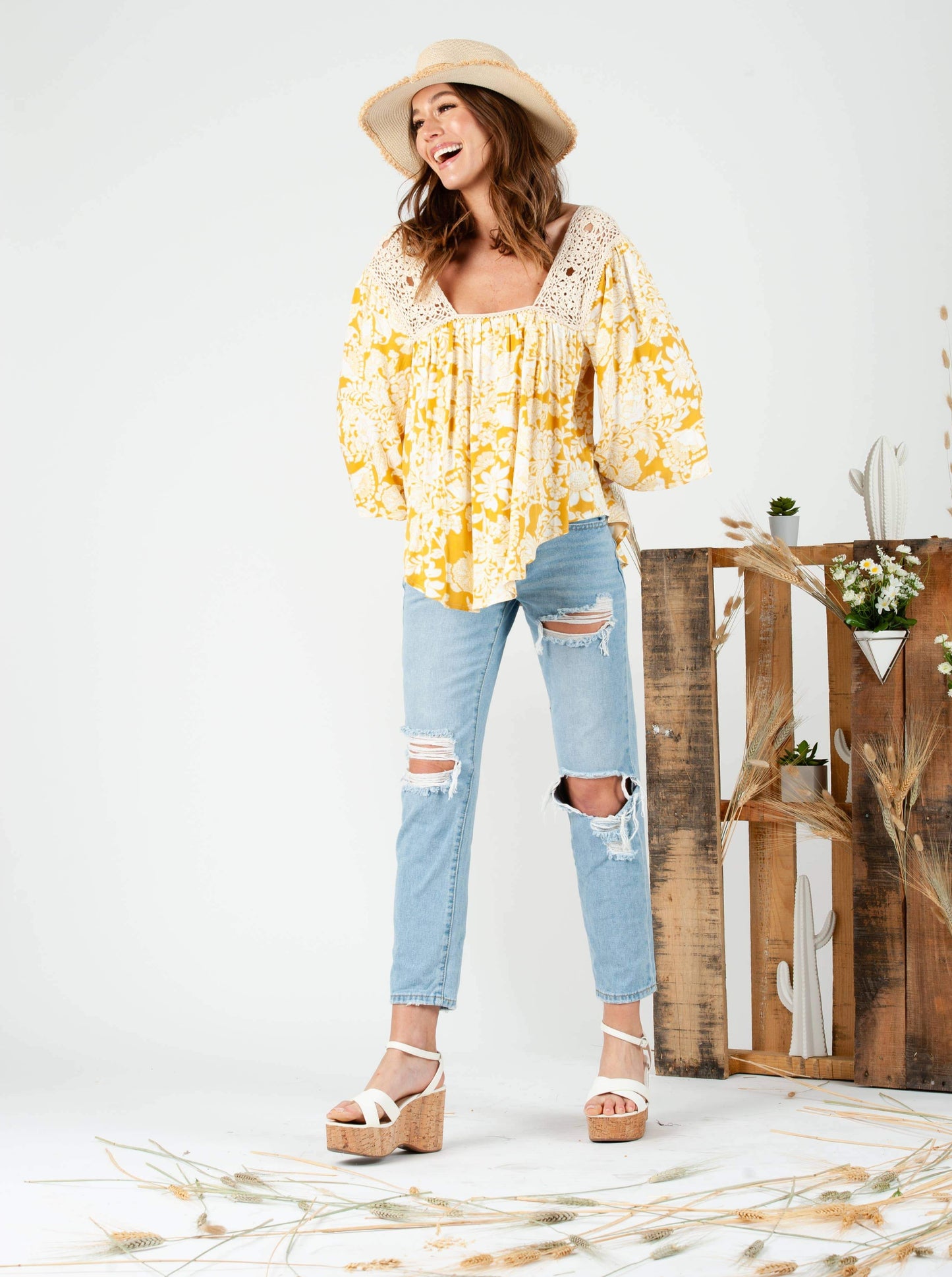 PRANA CHROCHET TRIM TOP-SUNNY