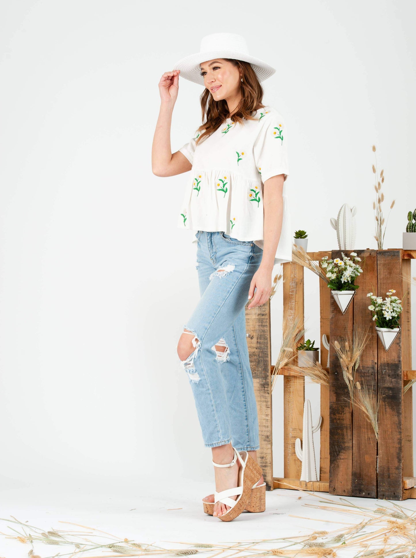 DAISY BABYDOLL TOP-WHITE