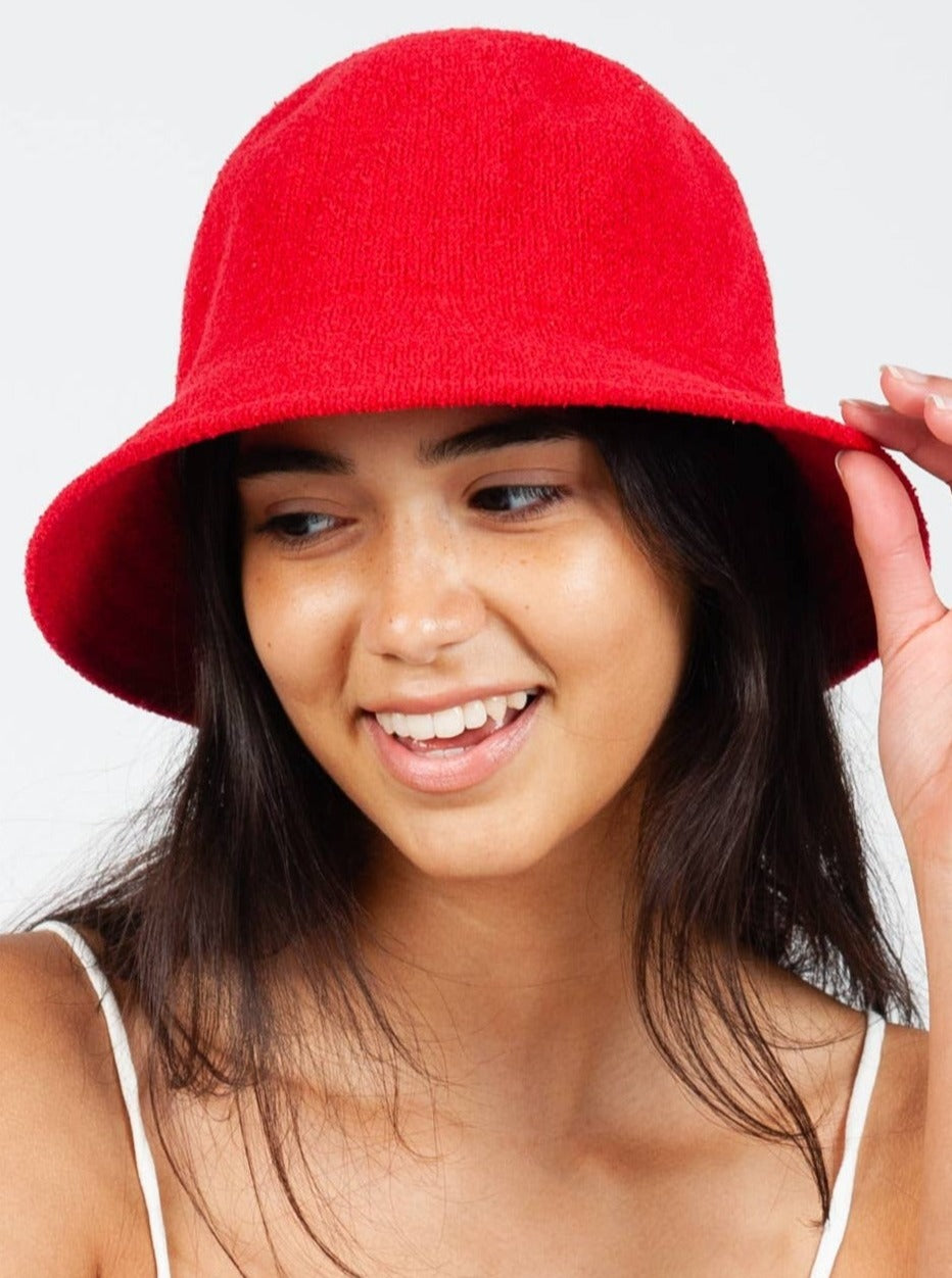 RENEE TERRY CLOTH BUCKET HAT-RED – Lucca Couture