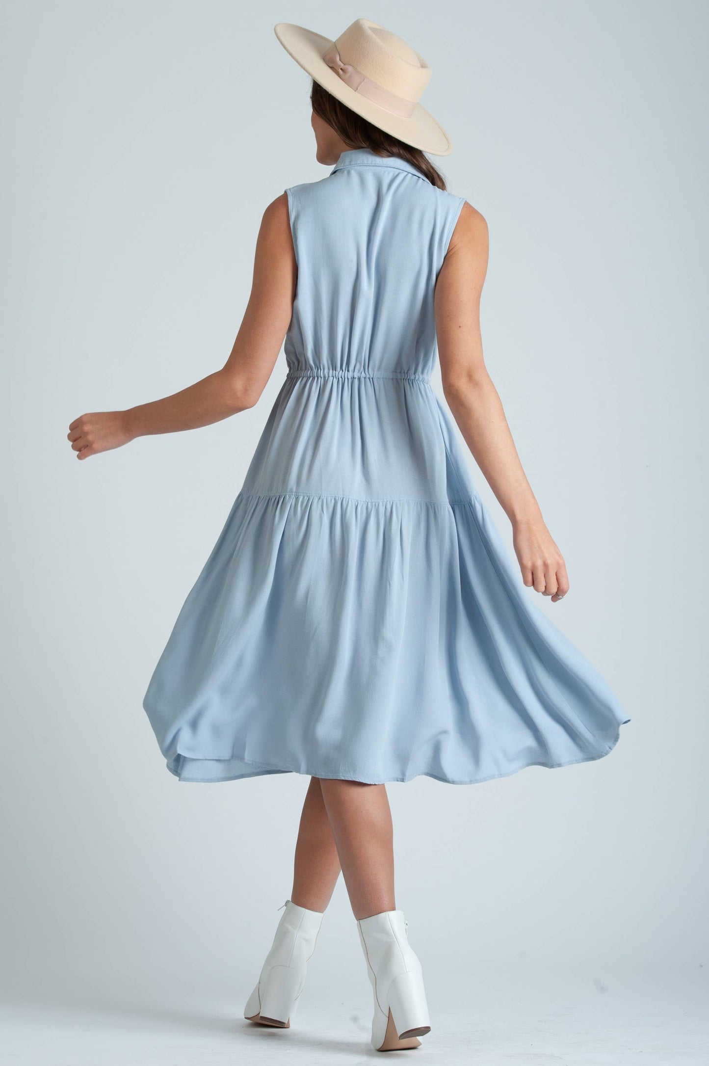 THETIS BUTTON FRONT MIDI DRESS-SKY BLUE