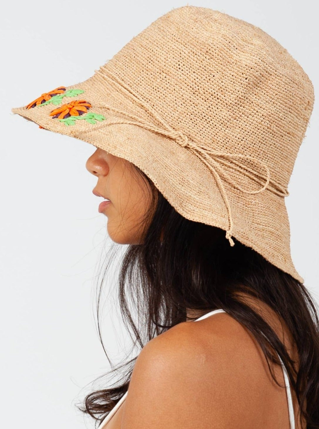 CRAFT HAND CROCHET HAT-FLORAL MOTIF