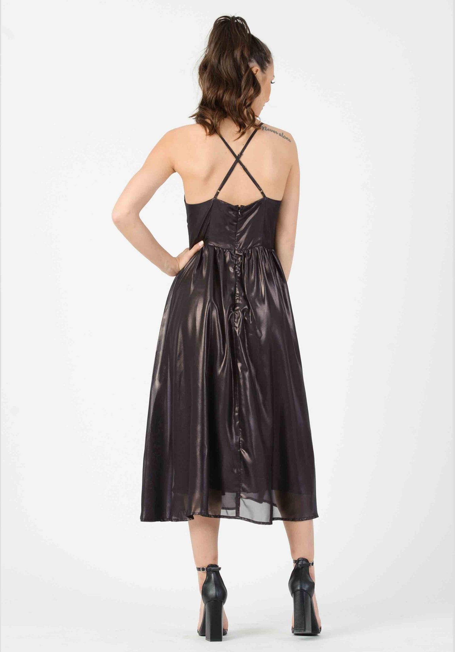TABI METALLIC STRAPPY DRESS