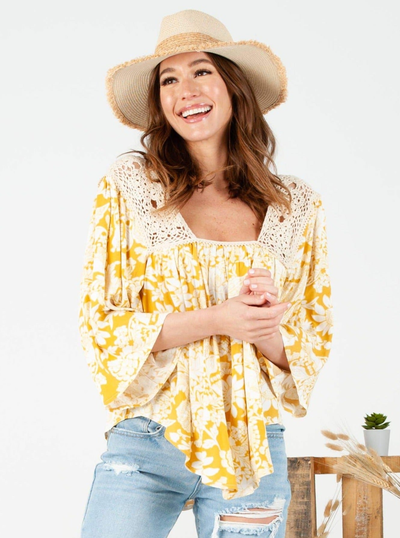 PRANA CHROCHET TRIM TOP-SUNNY