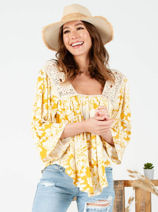 PRANA CHROCHET TRIM TOP-SUNNY