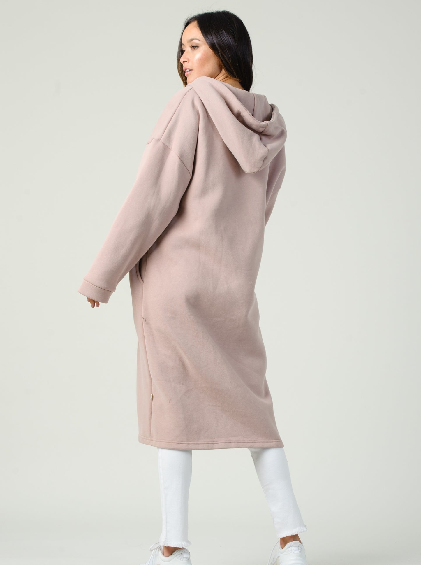 LONG HOODIE ZIP UP-BLUSH