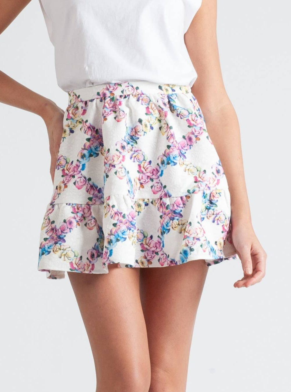 MEL FLORAL JACQUARD SKIRT-IV FLORAL
