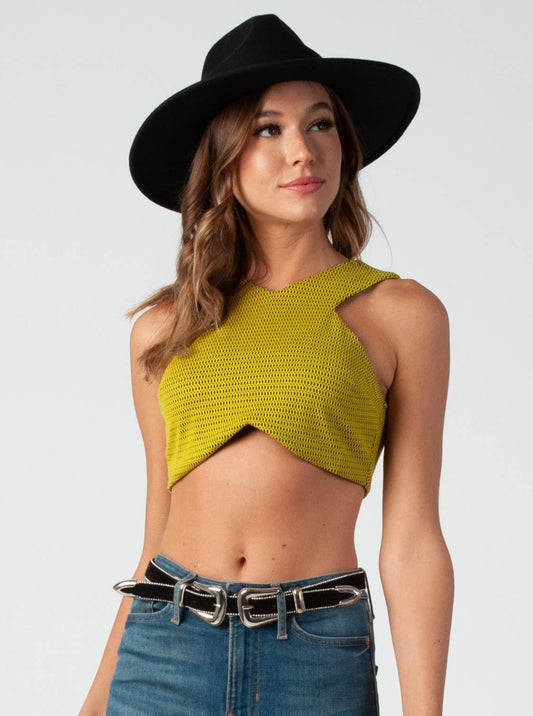 WRAPPED CROP TOP-YELLOW
