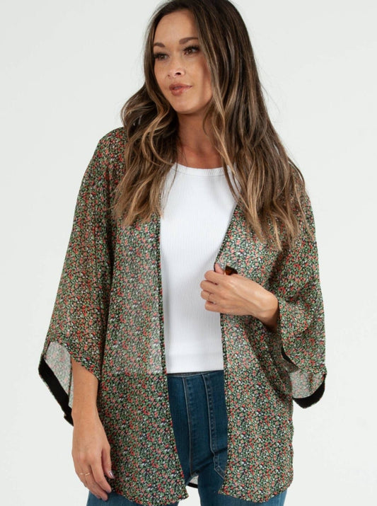 KIM FLORAL KIMONO-BLK DITSY