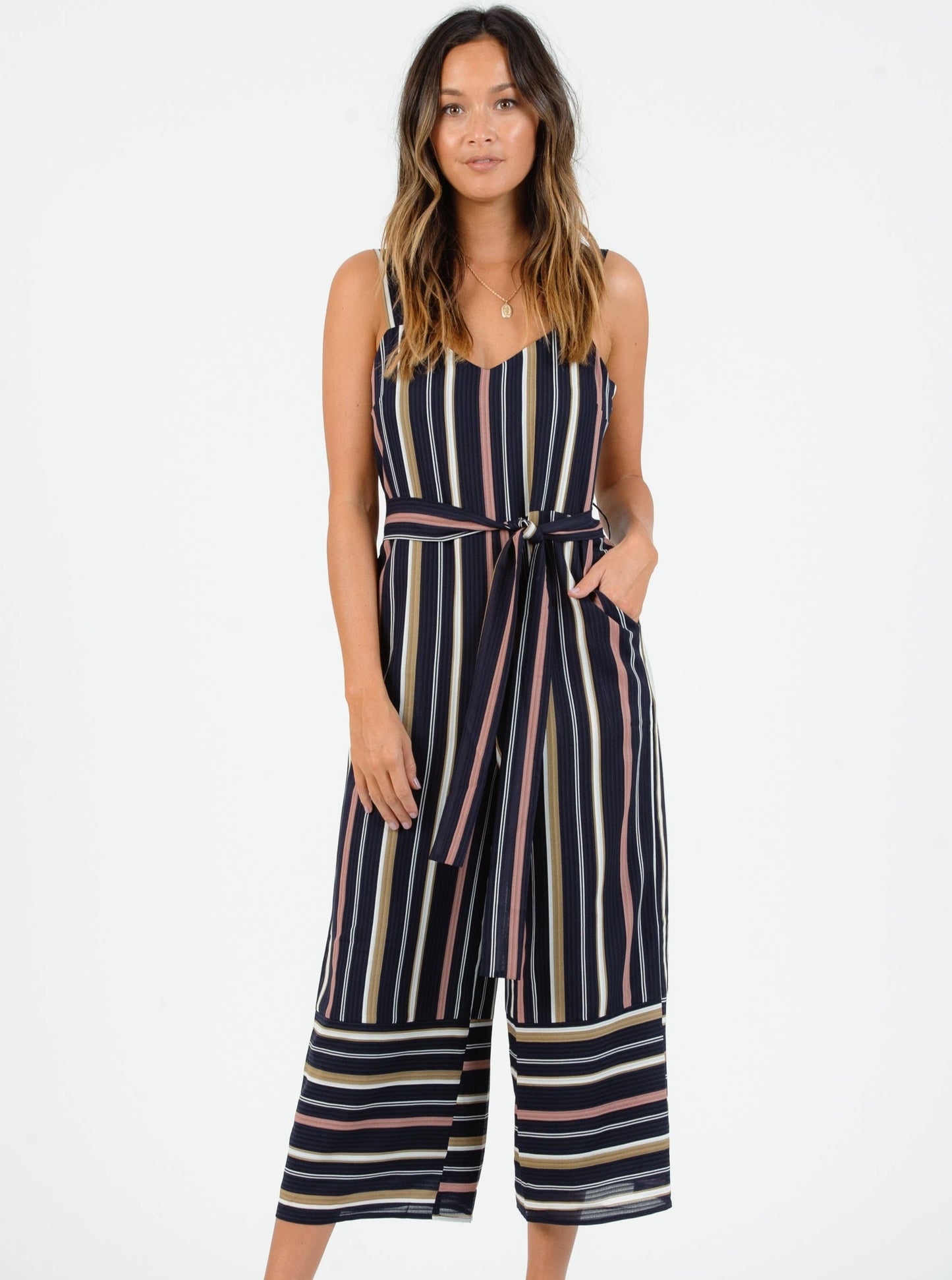 NAPLES JUMPSUIT-NAVY MULTI STRIPE