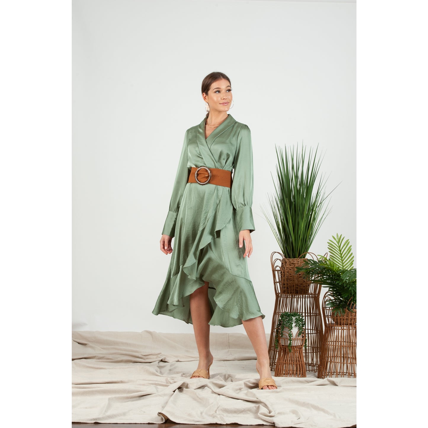 DEEANN WRAP DRESS-GREEN