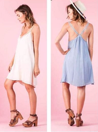 LADDER TRIM DRESS-LIGHT BLUE