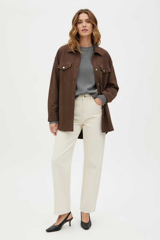 PEYTON WESTERN SHACKET-CHOCOLATE