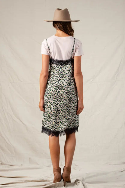 ASTRID DITSY SLIP DRESS-NAVY